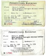 PRR Employe P.F. Martin Trip Passes, Front Sides, 1958